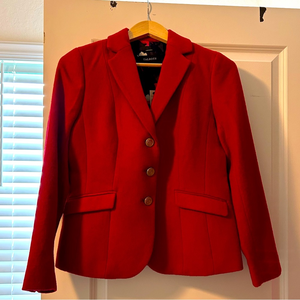 NWT Talbots red wool blazer 2